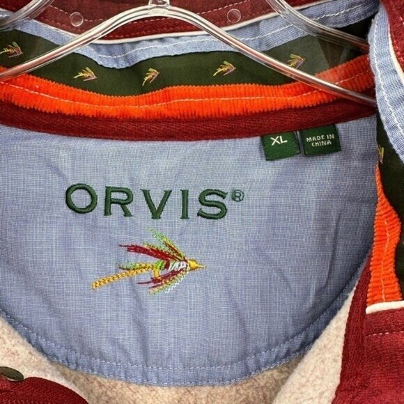 Orvis Signature Fleece Sweatshirt XL Maroon 1/4 Zip Outdoor Fly Fishing 2X77 - Picture 5 of 8